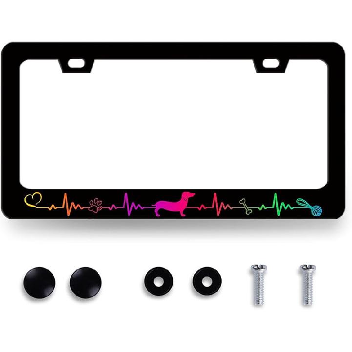 Hummingbird License Plate Frame Cherry Blossom Pink Flower License Plate Holder Colorful License Plate For Car Decoration Stainless Steel Bird Car