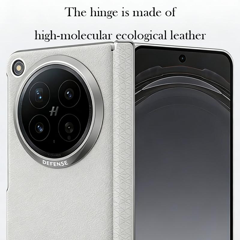 DEFENSE Lederhülle für OPPO Find N6 mit Halterung Rückseitenabdeckung Schale