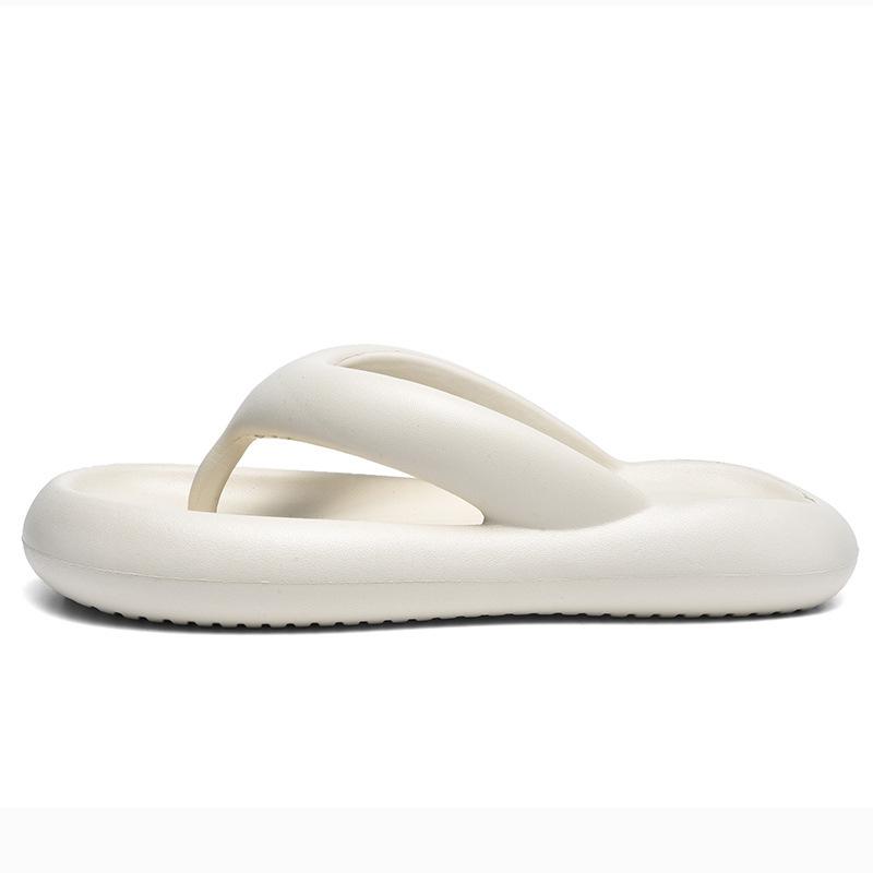

Large size slippers summer Korean version trendy men s flip-flops wearing thick-soled couples high elastic beach cool slippers 44-45 бежевий