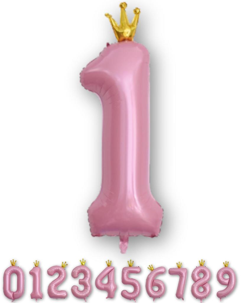 La Kissa Balloon Number Birthday Decoration Balloon 40-inch Large Number Balloon Crown Straw 90cm Anniversary Pink Crown