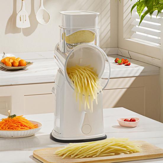 5-i-1 Roterande Osthyvel och Grönsaksskärare med Sugfot Rostfria Blad Handvev Köksnödvändighet Hackare för Effektiv Matlagning