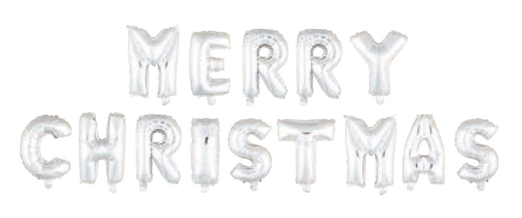PEARL METAL Merry Christmas Balloon Decorative Wide x High x Accessories, Silver, 13-28cm 33-36cm 7-13cm Thick, D-6280