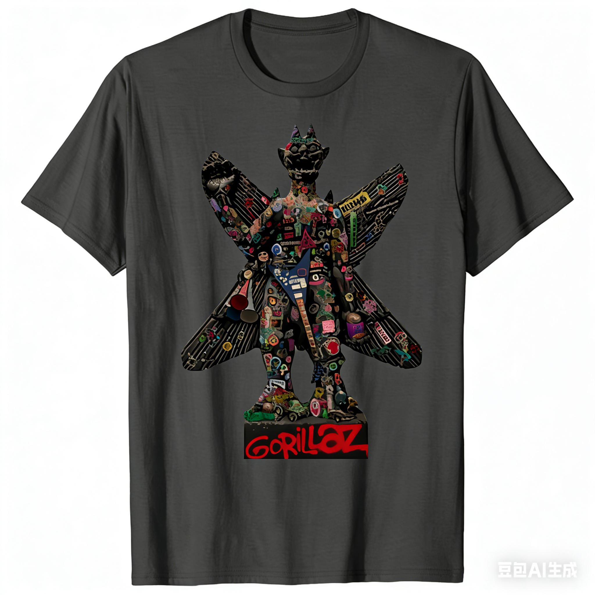 

Gorillaz Pazuzu Tshirt Unisexs and Womens Cotton Summer Clothes Hip Hop Fashion Short Sleeve Tshirt Streetwear Fan Gifts 4XL