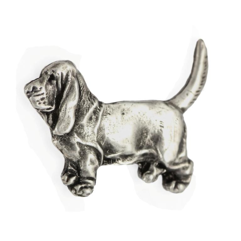 Basset Hound I  - Silver-plated dog brooch, elegant pin, jacket lapel decoration by Art-Dog brand