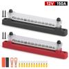 12Way Terminal Bus Bar M6 Stud Power Distribution Block 12-48V 150A DC Electrical BusBar with Cover For Truck Boat Car Camper RV