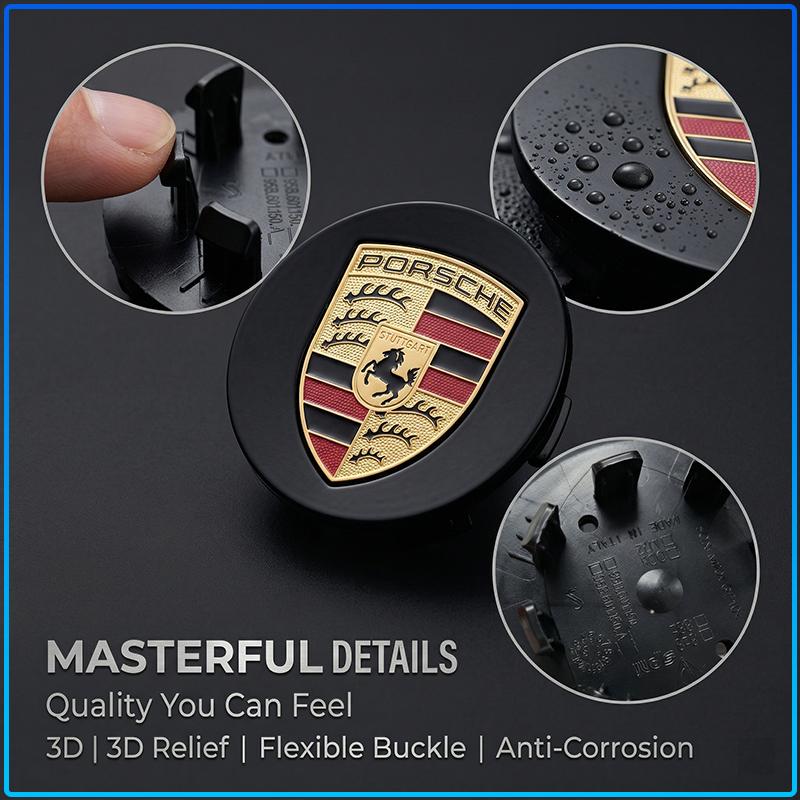 4 ks 65MM Auto Znak Odznak Krytky Středových Krytů Koleček Pro Porsche Boxster Cayenne Panamera Macan Cayman 911 918 996 917 991