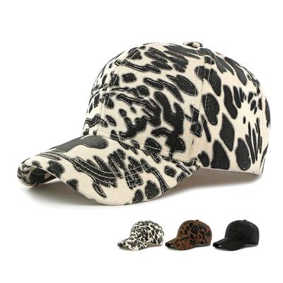 Men Women Autumn Winter Hard Top Baseball Cap Outdoor Sun Protection Sunshade Cap Leopard Print Cap
