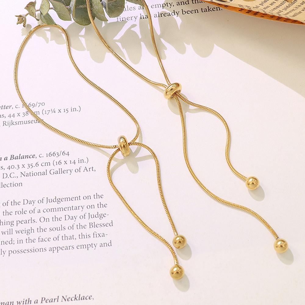 Orazio Adjustable Bracelet for Women Gold Color Stainless Steel Round Bead Snake Chain Hand Link High Quality Jewelry Wholesale