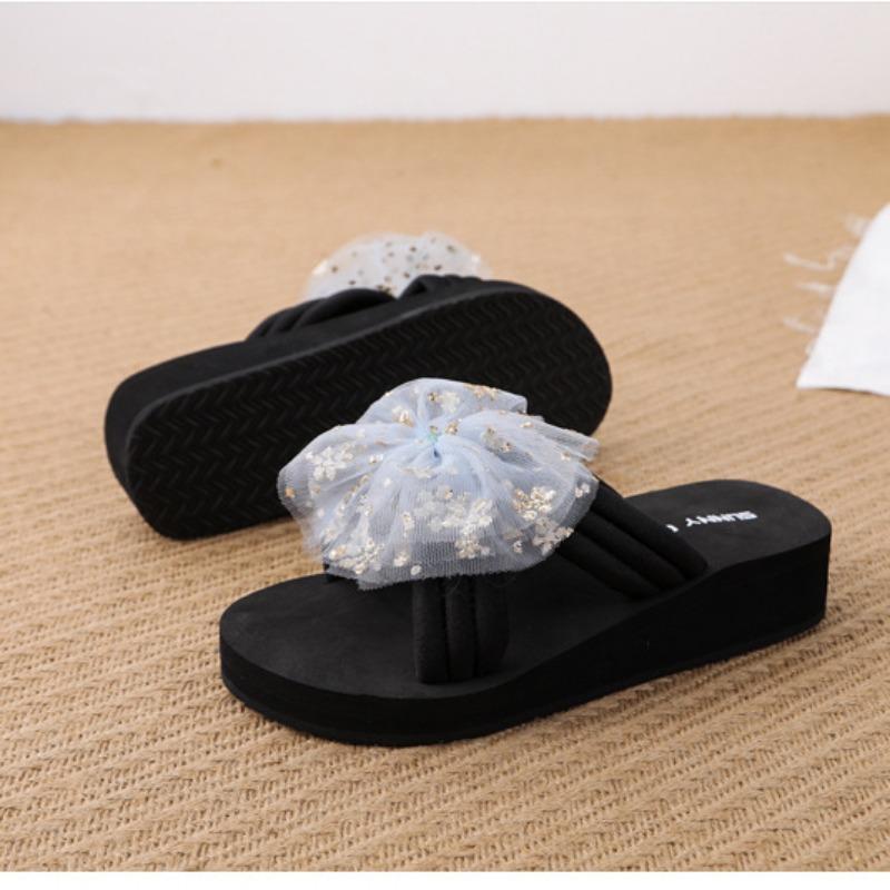 Chinelos Plus Size de Verão Femininos Usam Chinelos de Strass Selvagens Fora Verão Fora