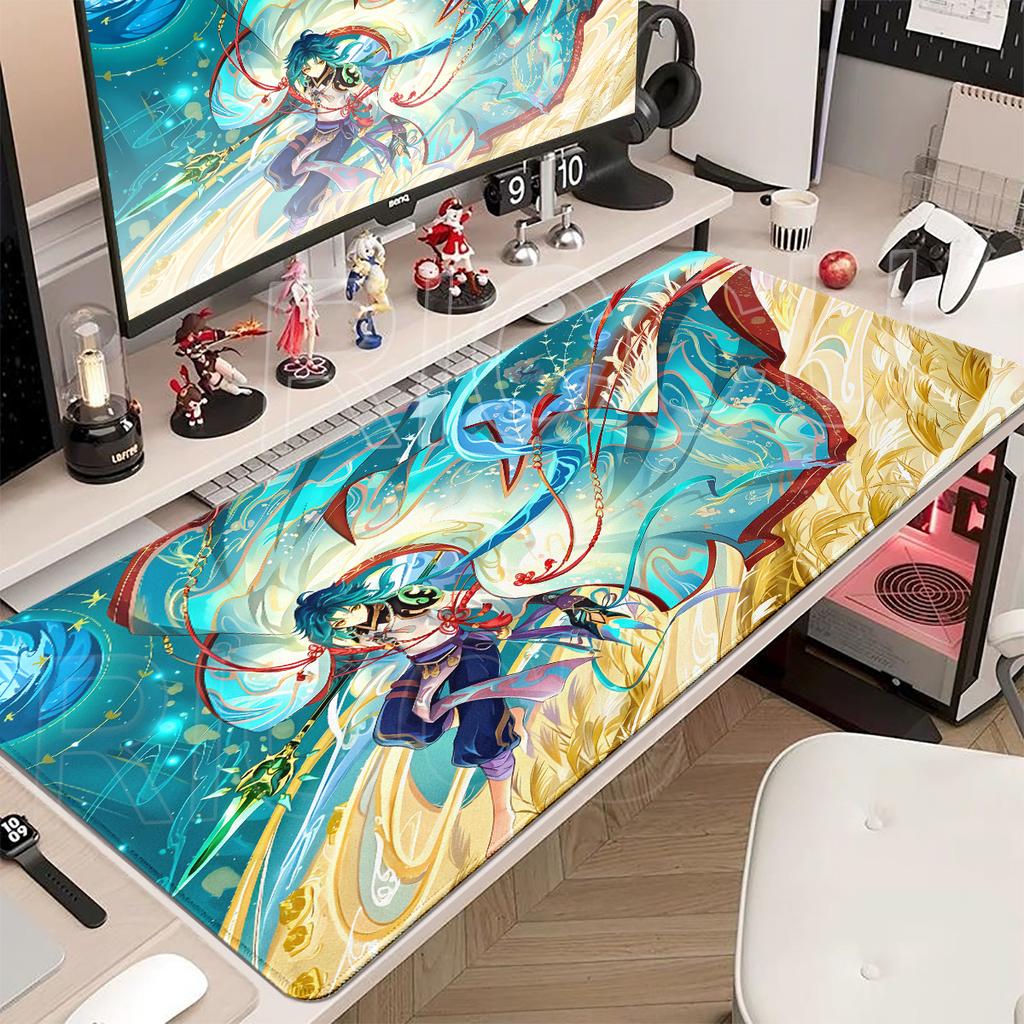 Genshin Impact Xiao Tappetino per mouse Anime Tappetino da scrivania di grandi dimensioni Tappetino per scrivania per tastiera del computer Tappetino per mouse da gioco Accessori per computer Tappetino per mouse