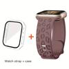 Glass+Case+Strap for Apple Watch Band 45mm 44mm 41mm 40mm Engraved Leopard belt for Apple IWatch Series 10 8 7 6 SE 5 46mm 42mm