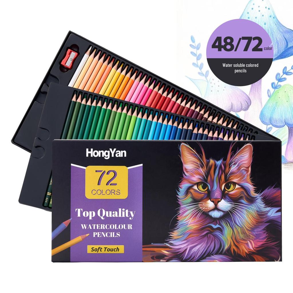 Water-Soluble Colored Pencil Set: 48-72 Colors for Professional Doodling and Hand-Painting