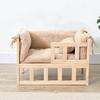Elevated Solid Wood Pet Bed 4-Season Breathable Dog Kennel Ground Moisture-proof House for Small Dog & Cat Indoor Pet Furniture