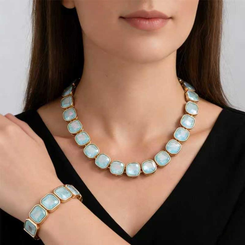 Square Glass Bracelets Beaded Bracelets Boho Crystal Beads Bracelet  Gift