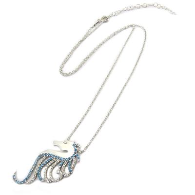 [P2439] - Collier Argent 'Hypocampe' bleu argenté (rhodié)