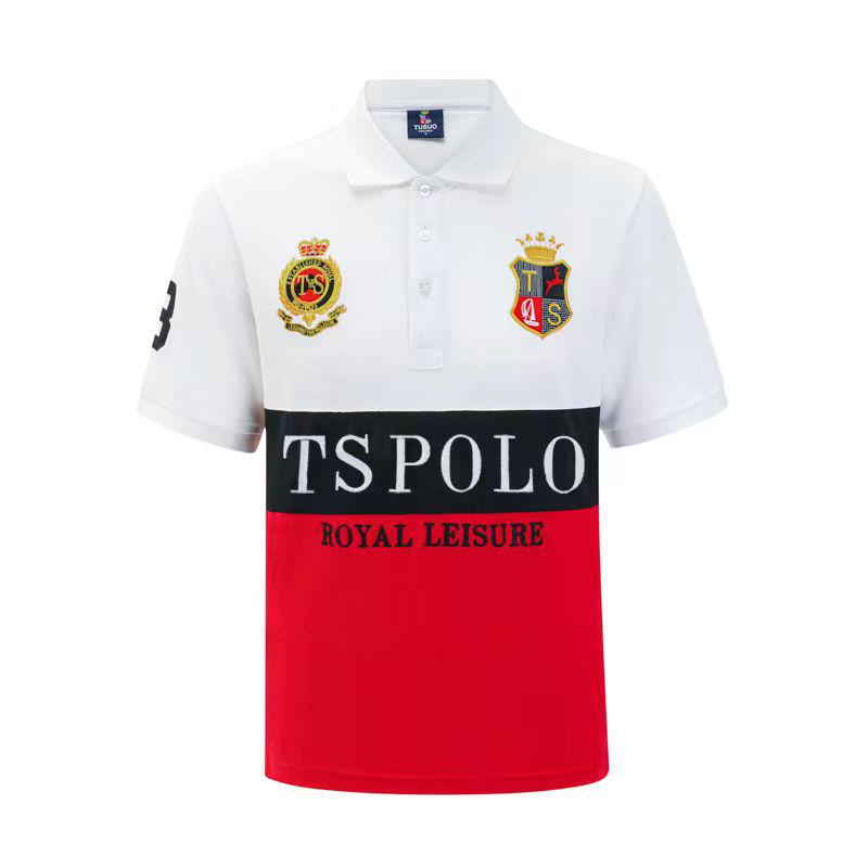 European and American Men's Short Sleeve Polo - British Style Sports Casual Cotton Embroidered Plus Size
