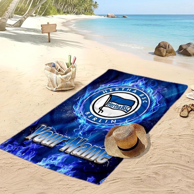 Hertha BSC Asciugamano da Spiaggia Stampato Personalizzato Logo Calcio Supporto Nome Personalizzato Testo Asciugamano Assorbente Per Sport Viaggio Regalo Speciale