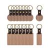 Carved Leather Beech Walnut Keychain: Bamboo & PU Head Pendant