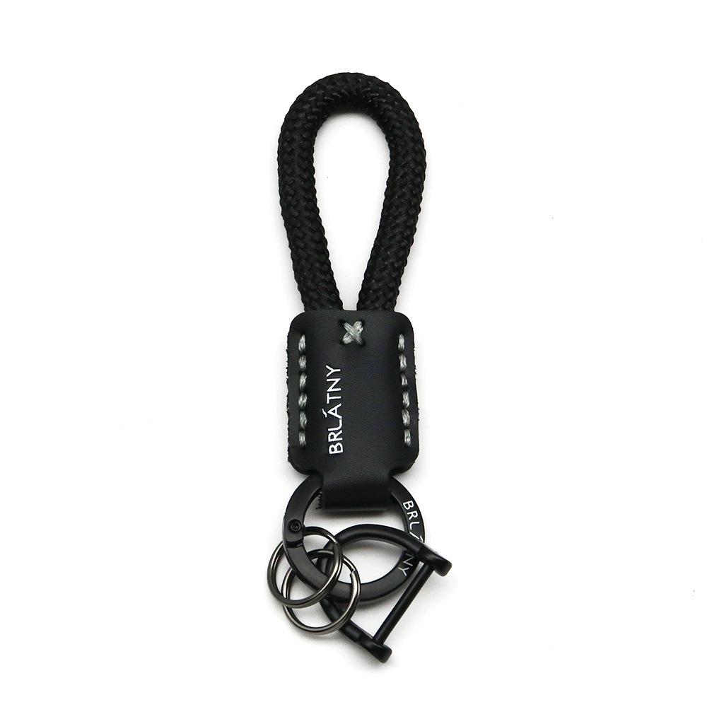 High-end Handmade Leather Woven Keychain with Printed Logo