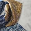 Used New, hand-woven stole, navy (indigo dye) and dark gold