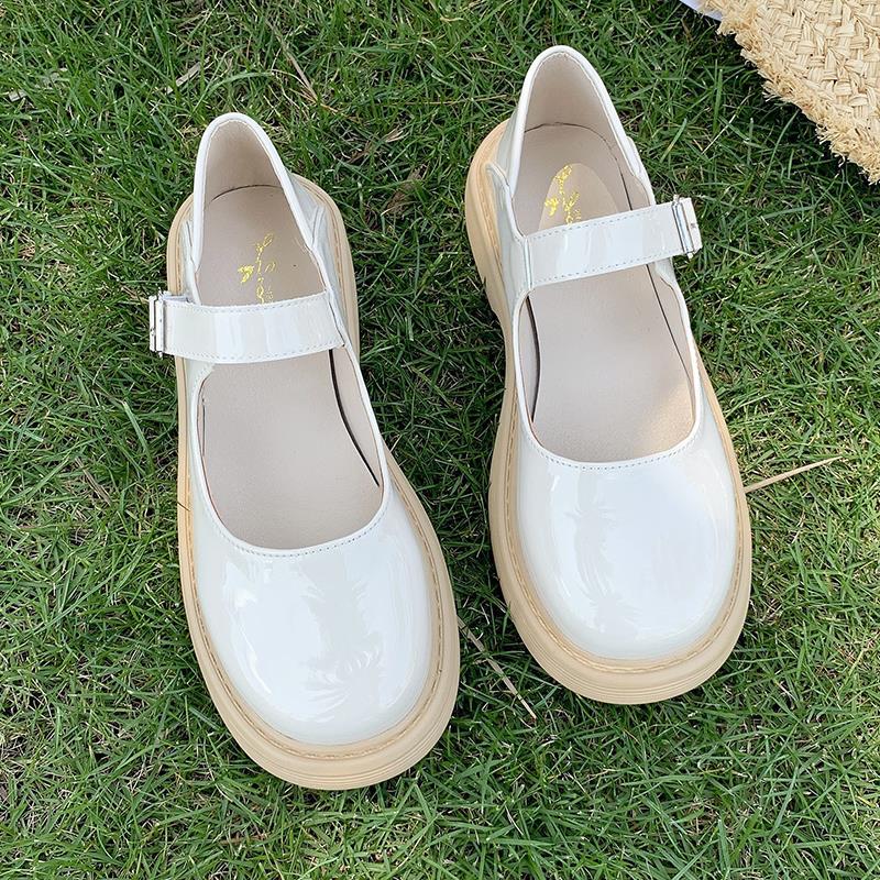 

Niche new Mary Jane shoes white French single shoes Japanese small leather shoes women s British style retro summer fashion shoes 40 бежевий