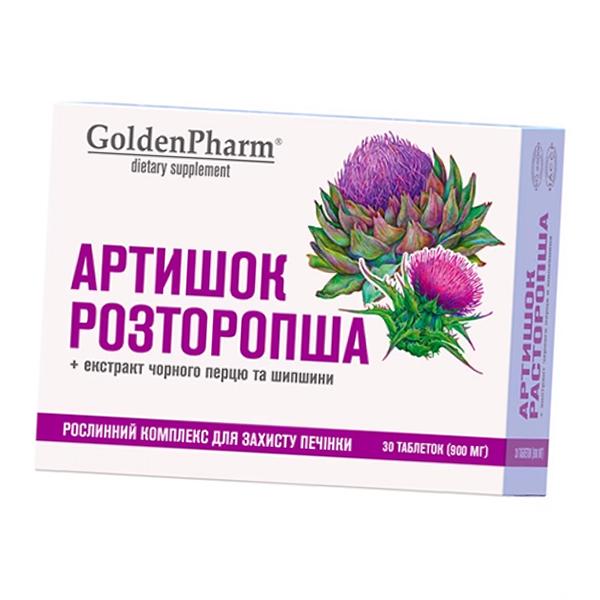 Complex for the Liver with Artichoke and Milk Thistle, Artichoke + Milk Thistle, Golden Pharm  30tab (71519012)