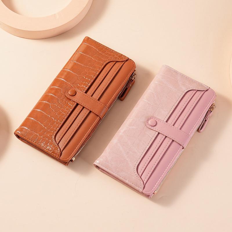 Women’s Crocodile Embossed PU Leather Long Wallet Large Capacity Zipper Clutch Purse Multi Card Holder Coin Pocket Organizer