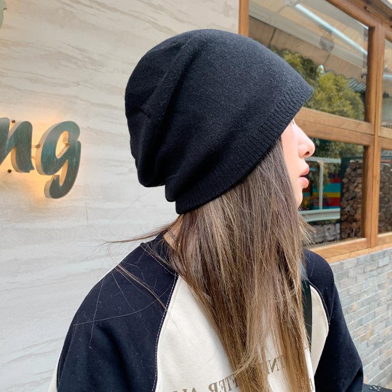 Autumn and Winter New Hats Women's Winter Warm Versatile Knitted Wool Hats Sleeves Pile Hat Tide