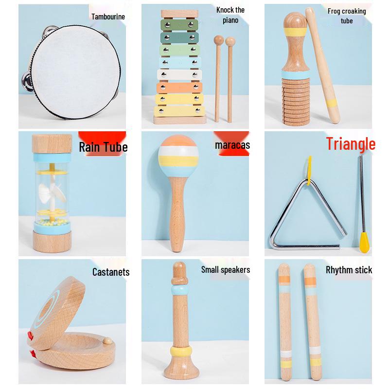 Wooden Musical Percussion Set for Kids - 9-Piece Educational Toy