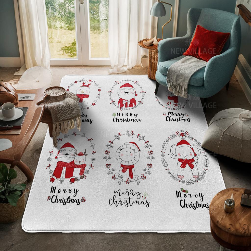House Entrance Carpet Home Door Mat Living Room Bath Foot Bathroom Non-slip Water Absorption Rugs Bath Merry Christmas Winter