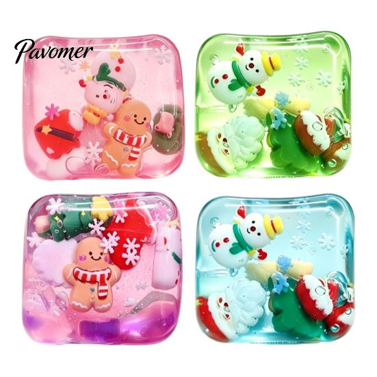 Christmas Tree Desktop Decorations Stress Relief Toy with Internal Dolls, Transparent Soft Maltose Stocking Stuffers for Kids Cube Sensory Fidget Toy,