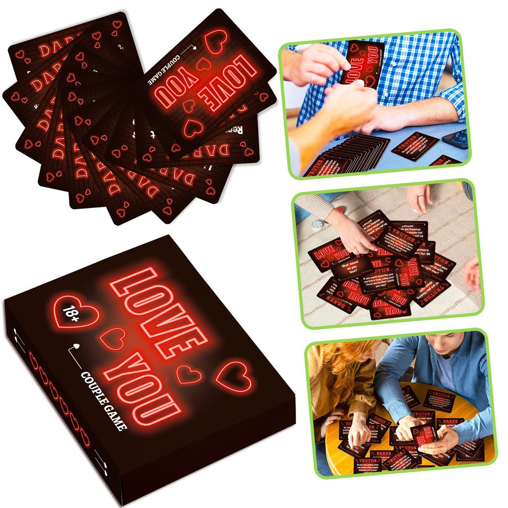 50 Love You Neon Couple Cards English Version Game Interactive Cards