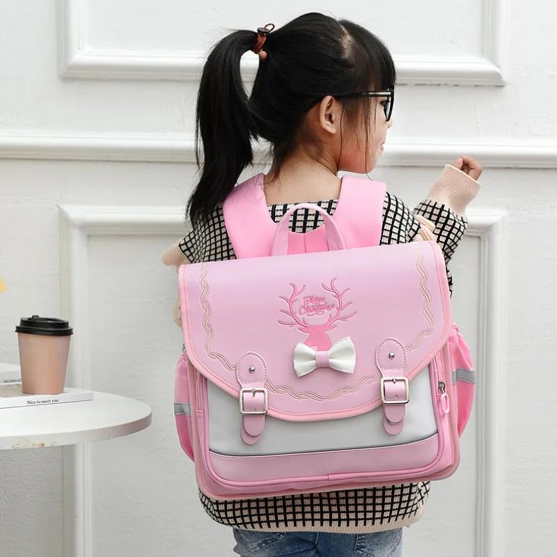 School Bags Girls Orthopedic Backpack Cute Waterproof SchoolBag for Teenage Flip Book Bag Student Grade 1-3