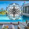 Handcrafted Black & White Metal Wind Spinner - Intricate Floral Design, Dual-Direction Spinning Garden Chime | No Power Needed