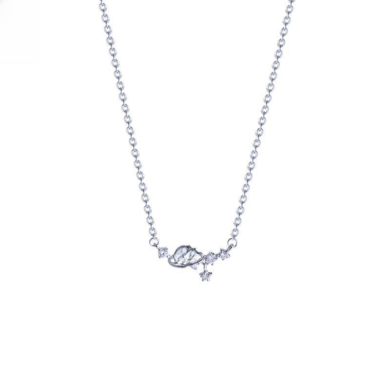 In-Style Korean Moonstone Titanium Steel Planet Necklace for Women