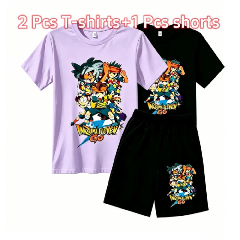 Fashion Anime Character Games Print Outdoor Street Kids T-shirt and Shorts Summer Home Casual Outfit Boy and Girl's Sports Set