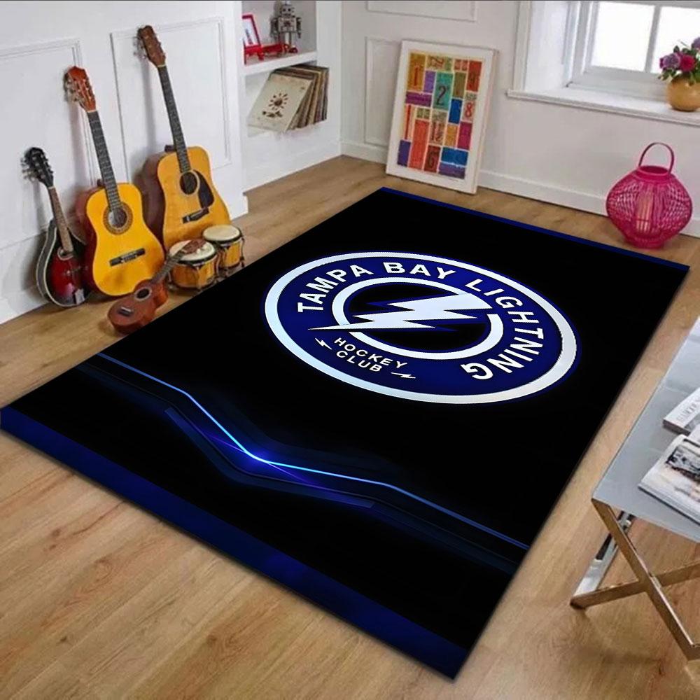 Tampa Bay Lightning Logo Rug Design Patterned carpet, non slip mat suitable for living room and bedroom sofas