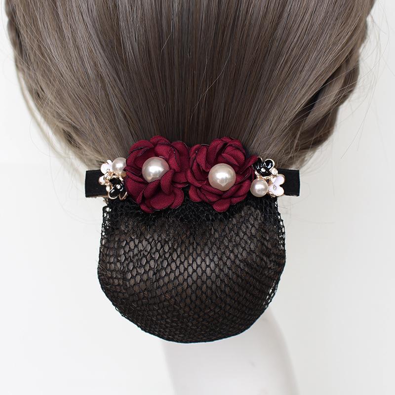 Nurse Head Flower Female Professional Hairnet Bank Disk Hair Net Pocket Flight Attendant Work Net Cover Headgear Hair Accessories