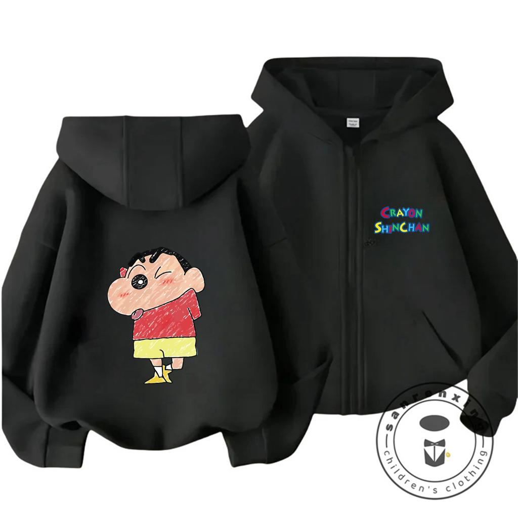 Trendy Zipper Hoodie New Design Hot Cartoon Autumn Winter Kids Wear Crayon Shin Chan Boys Girls 3 14