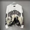 Unisex Oversized Casual Cotton T-Shirt With Skull Graphic Print Rhinestone Lettering Breathable Fall Winter