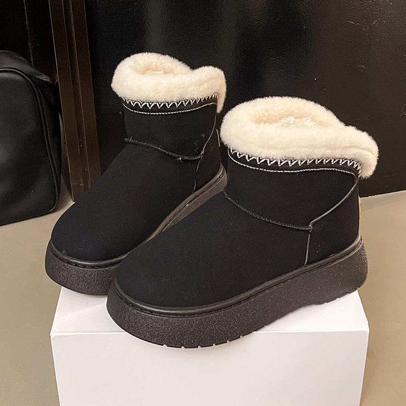 Fashion Slip On Thicken Plush Winter Boots Women Faux Suede Non Slip Platform Snow Boots Woman 2025 Warm Fleece Line Cotton Padded Shoes