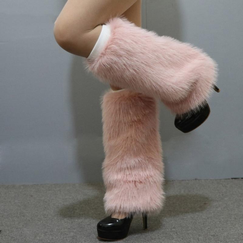 Elegant Soft Furry Leg Warmers Winter Accessory for Women Thermal Warm Fuzzy Plush Boot Cuffs Covers Leg Gaiters Socks