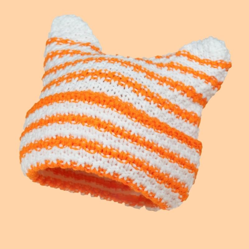 Liten Djevel Strikket Lue Dame Høst Vinter Lue Søte Ører Strikket Lue for Ulike Aldre