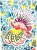 Yagisei Tenugui Hand Bingata Artist Series of Dancing Okinawa Colorful Made In Japan Chū-sen (Dyed Towel) "Sea Lionfish"