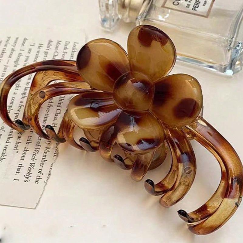 1pc Fashion New Leopard Grab Clip Hair Volume Flowers Back of Head Hair Claw Hair Clips Headwear Valentine's Day