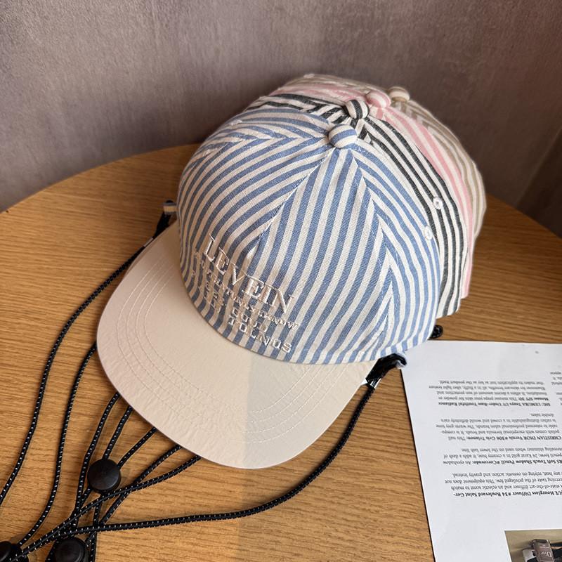 Parent Child Striped Embroidered Baseball Cap With Sun Protection For Summer Outdoor Activities