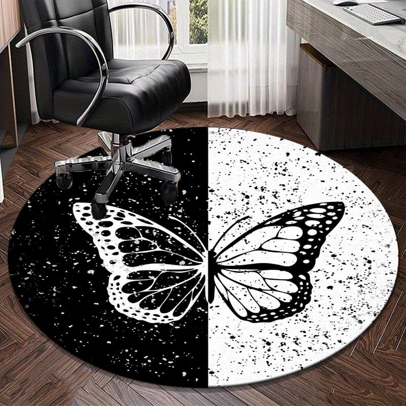 Schmetterlingsgarten Fantasy runder Teppich Stuhlpolster Runder Eingangsteppich, Weiche runde Teppiche für Wohnzimmer, Schlafzimmer, Kreis Teppich Dekor Geschenke