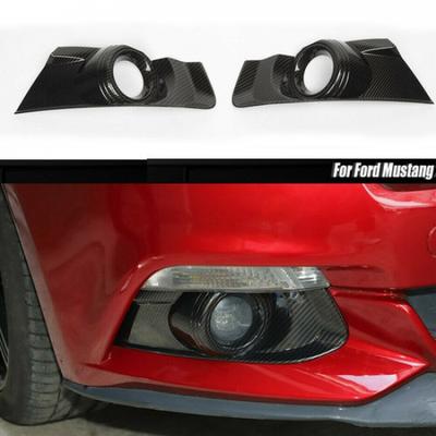 Car Front Fog Light Panel Trim Cover Bezel for Ford Mustang 2015-17 Carbon Fiber