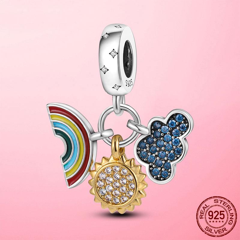 New 925 Silver Snake Coffee Cup Dog CZ Cactus Charms Beads Fit Original Women Bracelet Fine Silver Jewelry Gift