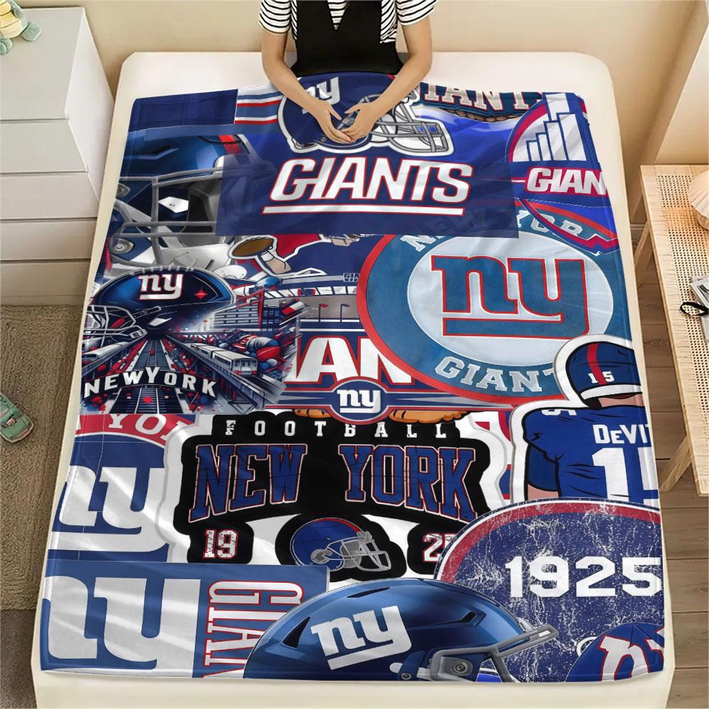 NY Giants Printed Flannel Blanket, soft throw for bedroom sofa, washable, fan merchandise, great gift.